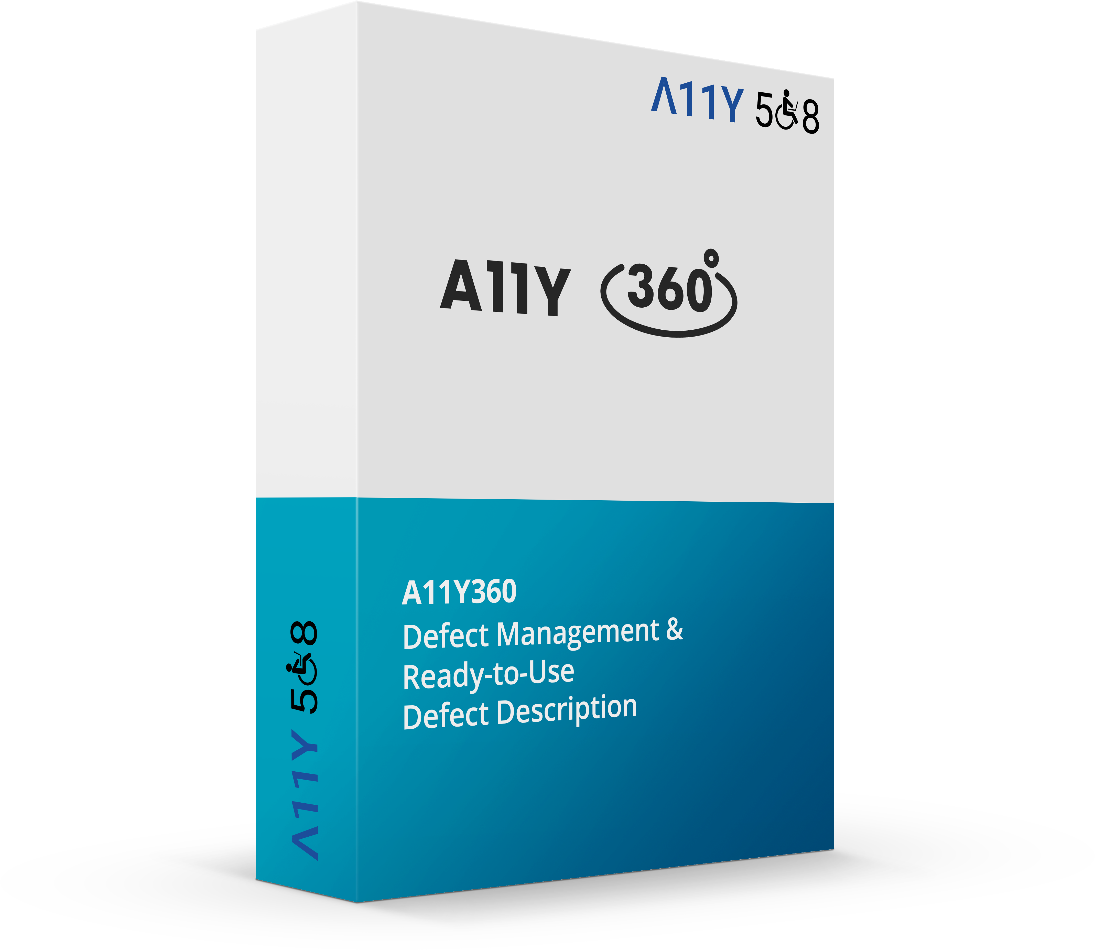 3D Software box image for A11Y360 emphasizing defect management and ready to use defect descriptions.